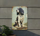 a metal sign with a dog on it