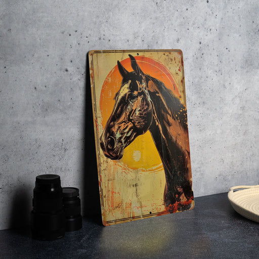 a painting of a horse is on a table