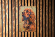 a painting of a cocker spaniel on a wooden wall