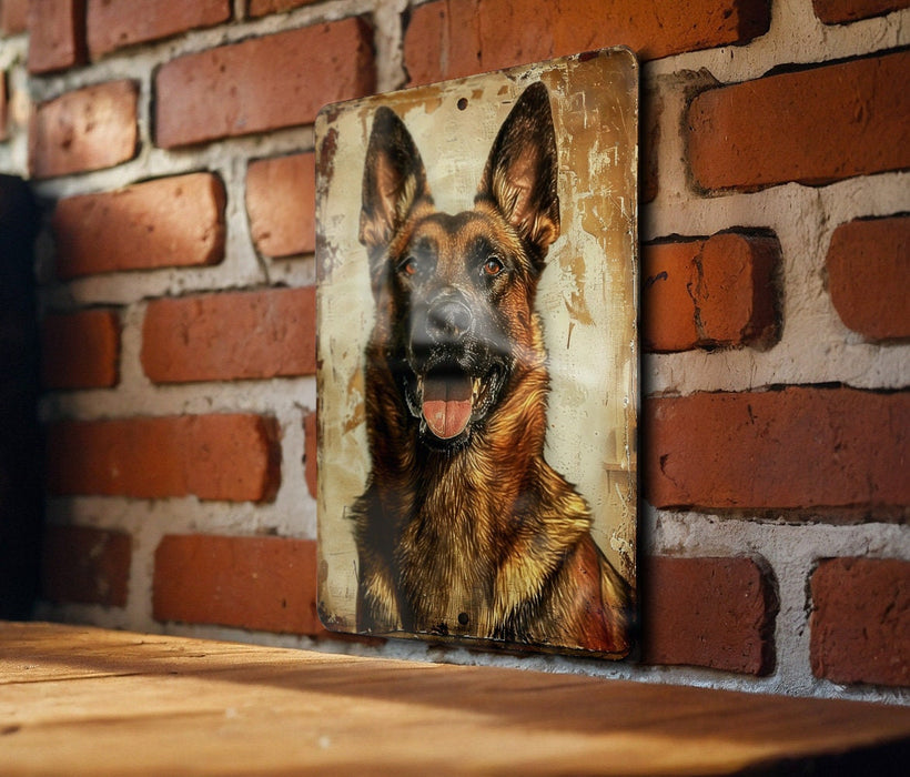 a picture of a dog on a brick wall