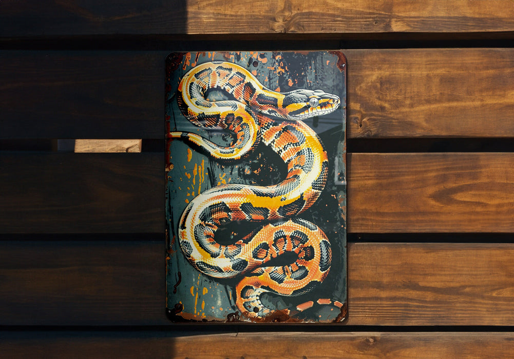 a sign with a snake painted on it