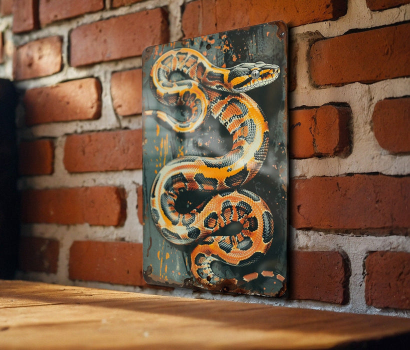 a picture of a snake on a brick wall