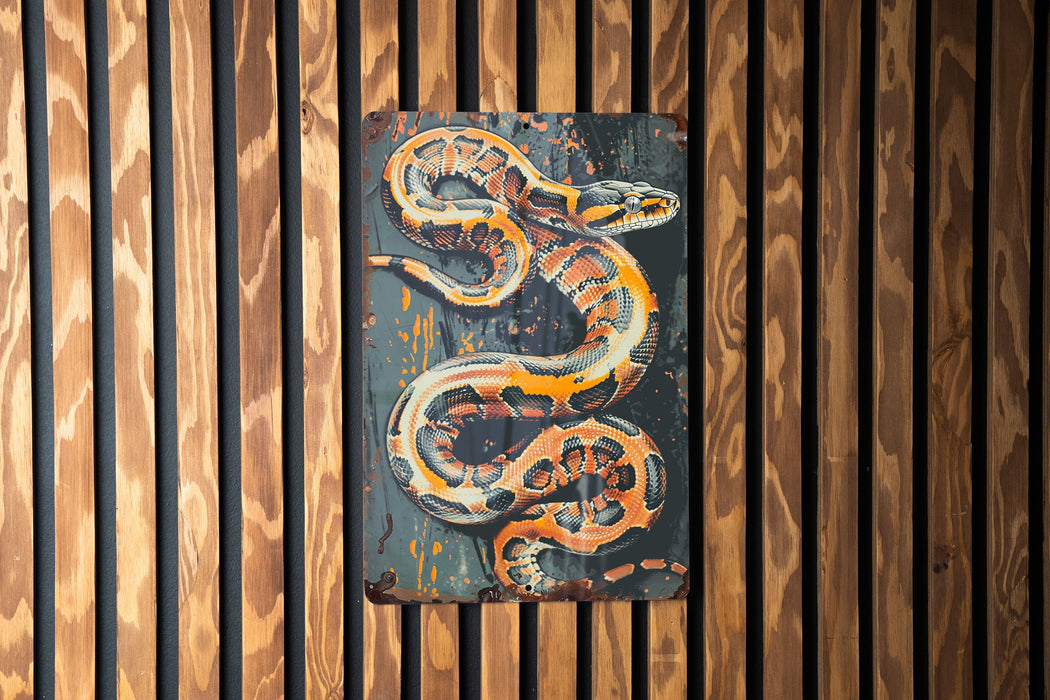 a painting of a snake on a wooden wall