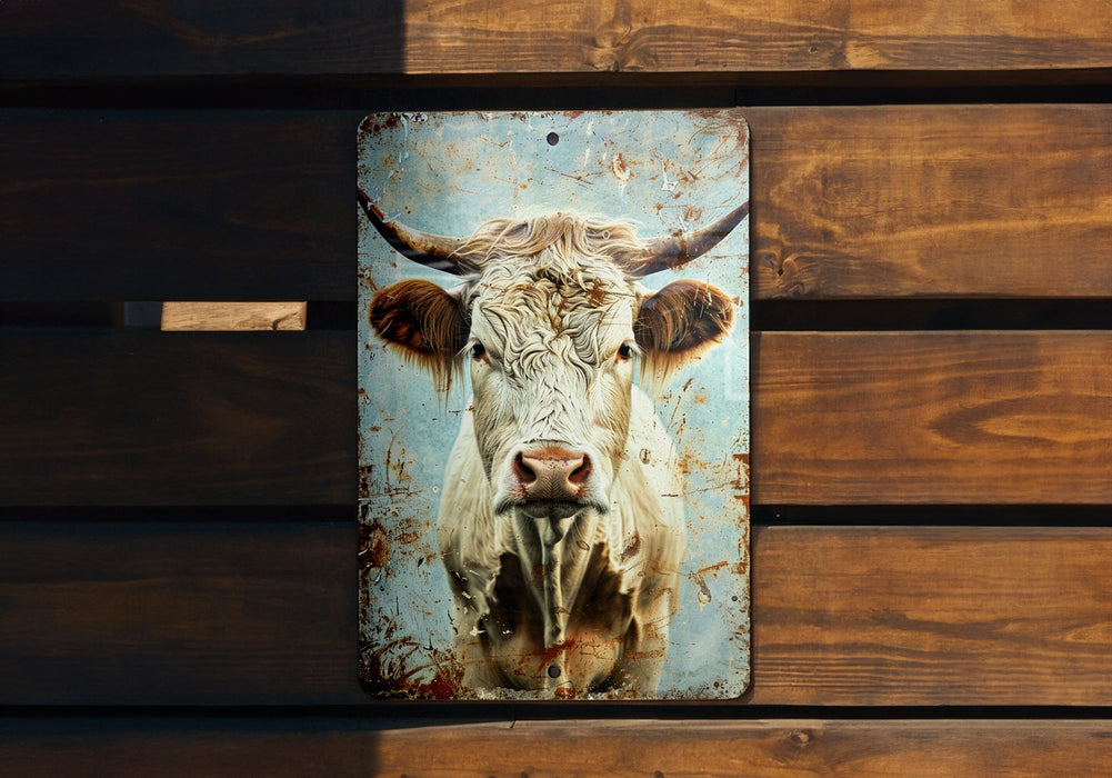 a picture of a cow on a wooden wall