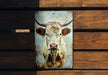 a picture of a cow on a wooden wall