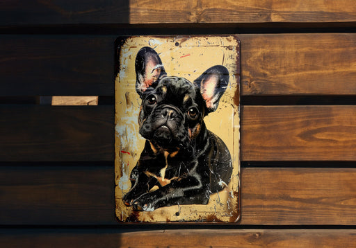 a picture of a dog on a wooden wall