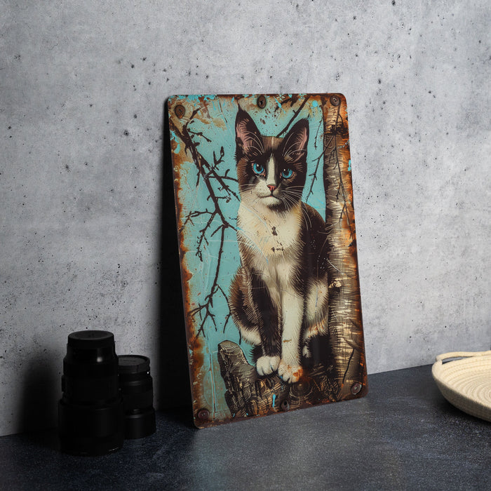 a picture of a cat sitting on top of a table