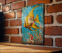 a picture of a fish on a brick wall