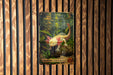 a picture of an animal on a wooden wall