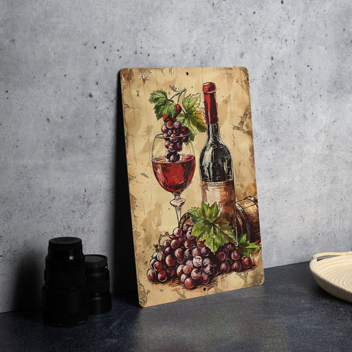 a painting of a bottle of wine and a glass of wine