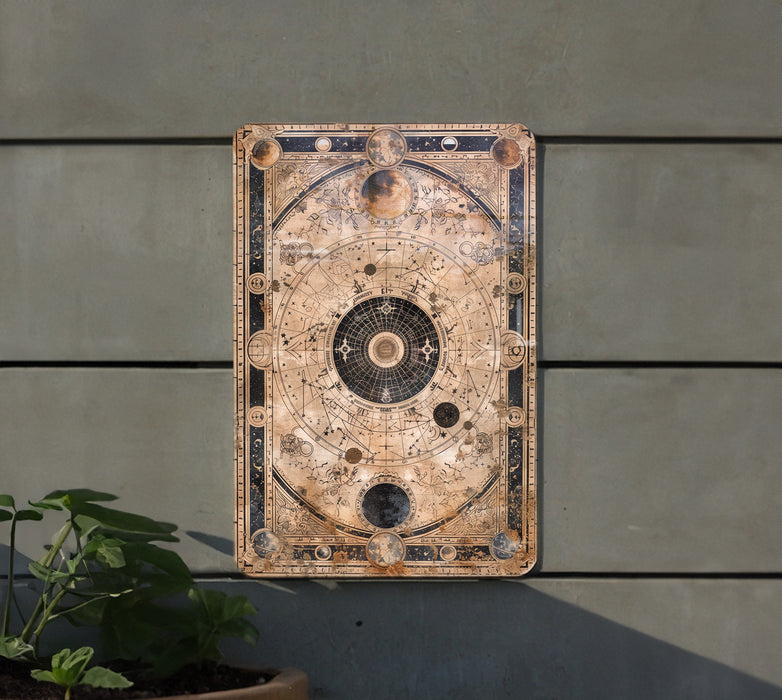 a metal plaque mounted to the side of a building