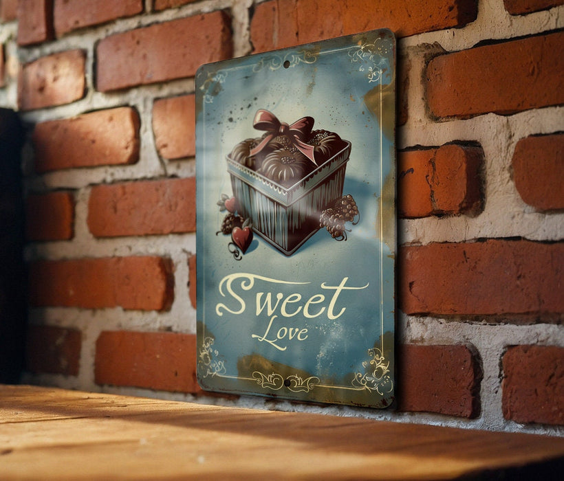 a sign on a brick wall that says sweet love