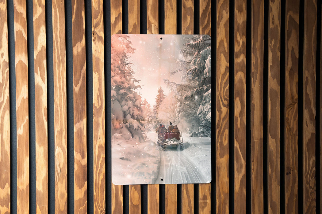 a picture of a person riding a sleigh in the snow