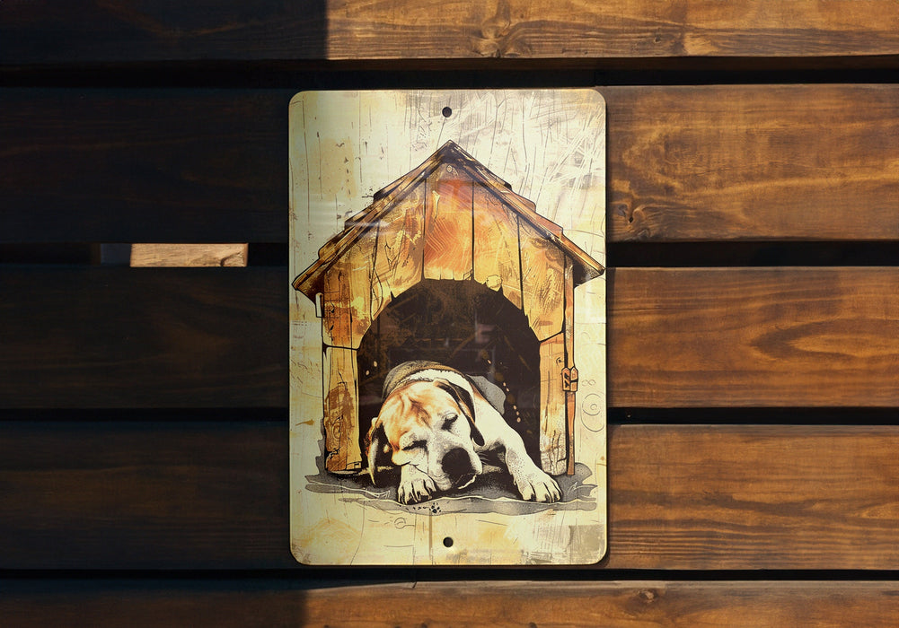 a picture of a dog in a dog house