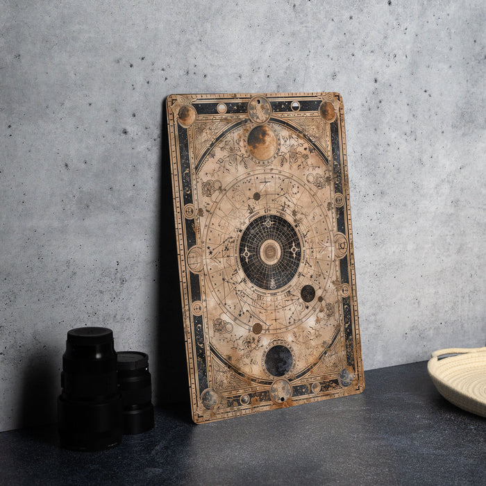 a wooden plaque sitting on top of a table