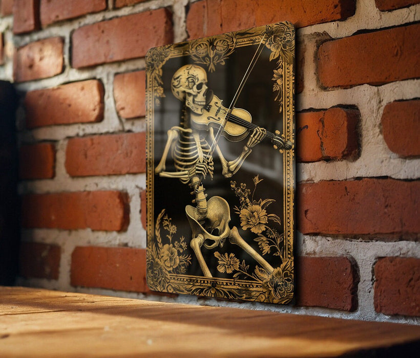 a picture of a skeleton playing a violin