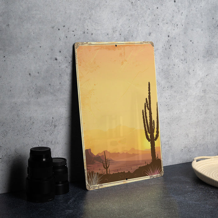 a picture of a desert with a cactus in the foreground
