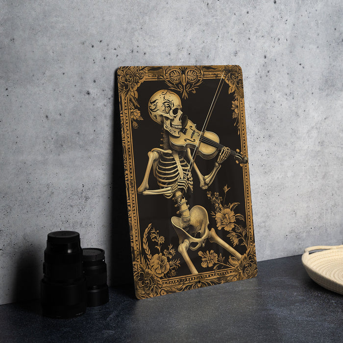 a picture of a skeleton playing a violin