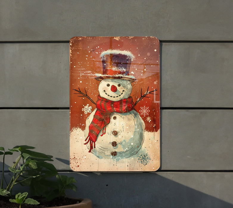 a picture of a snowman with a top hat and scarf