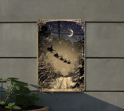 a picture of a person riding a sleigh in the sky