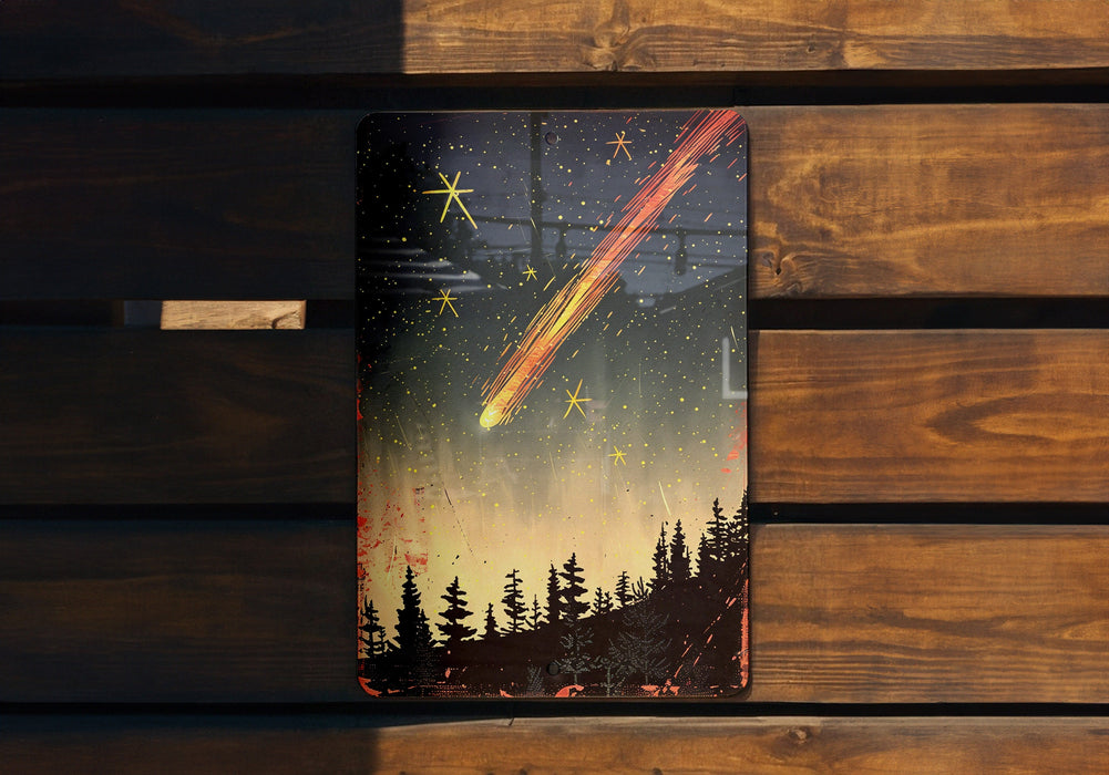 a wooden bench with a painting on it