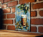 a picture of a beer sign on a brick wall