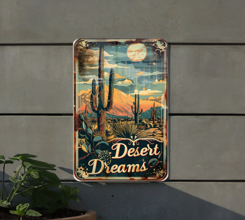 a sign on the side of a building that says desert dreams