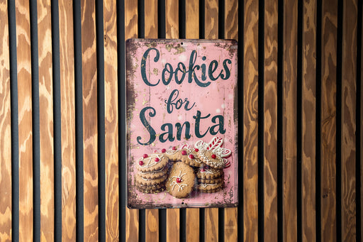 a sign on a wall that says cookies for santa