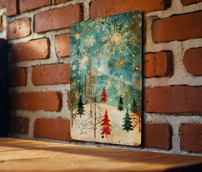 a wooden table with a painting on it