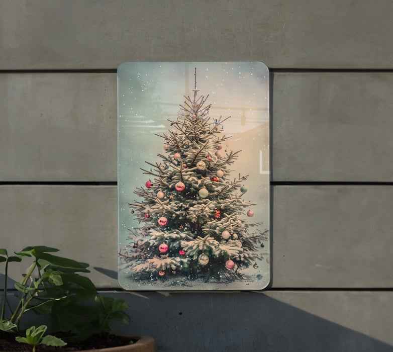 a picture of a christmas tree on a wall