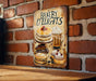 a sign on a brick wall that says bakery delights