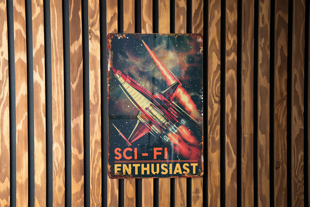 a picture of a sci - fi movie poster on a wooden wall