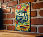 a sign on a brick wall that says craft supplies