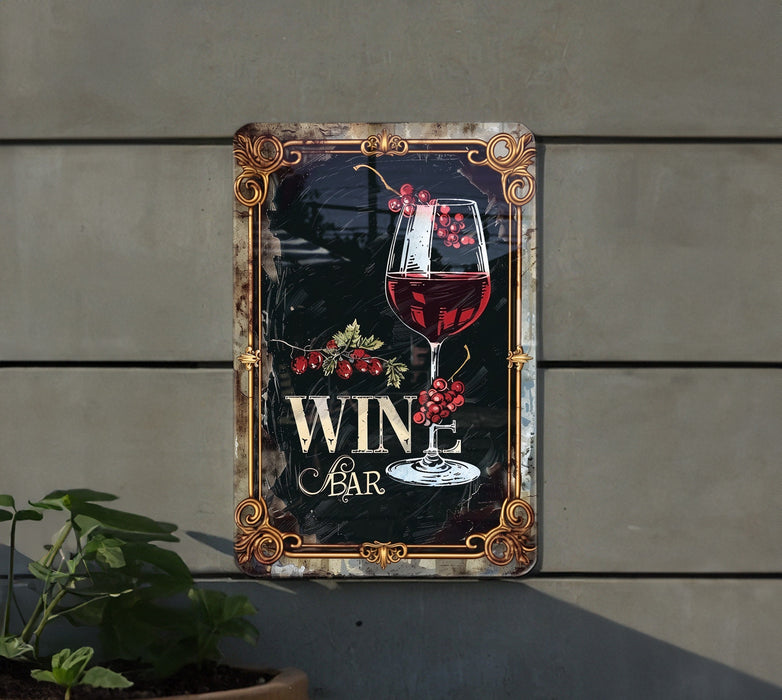 a sign with a glass of wine on it