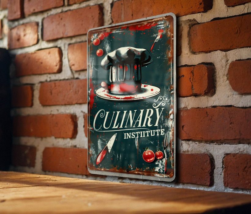 a sign on a brick wall that says culinary institute