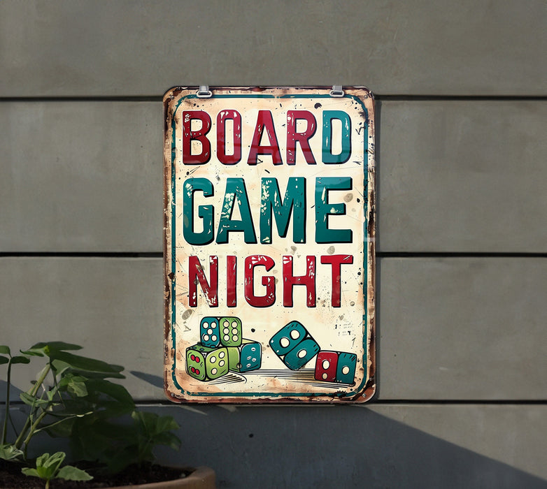a sign that says board game night on it