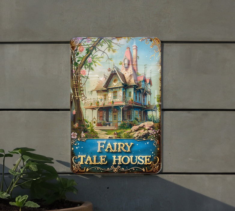 a picture of a fairy tale house hanging on a wall