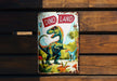 a tin sign that says dino land on it