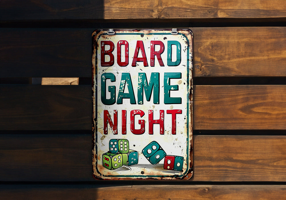 a sign that says board game night on it