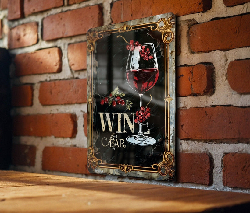 a picture of a glass of wine on a brick wall