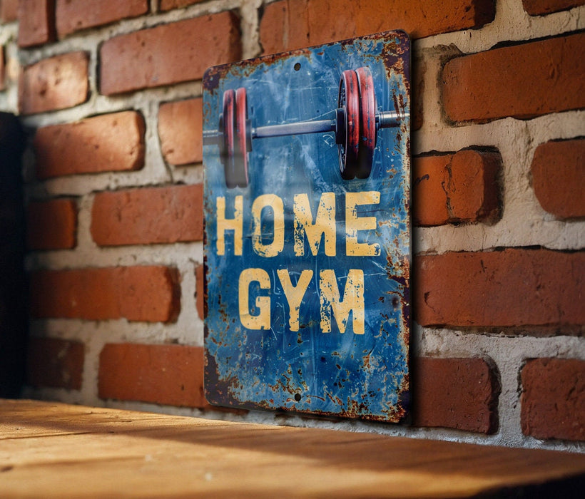 a sign on a brick wall that says home gym