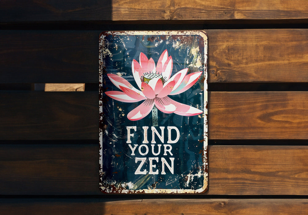 a sign that says find your zen on it