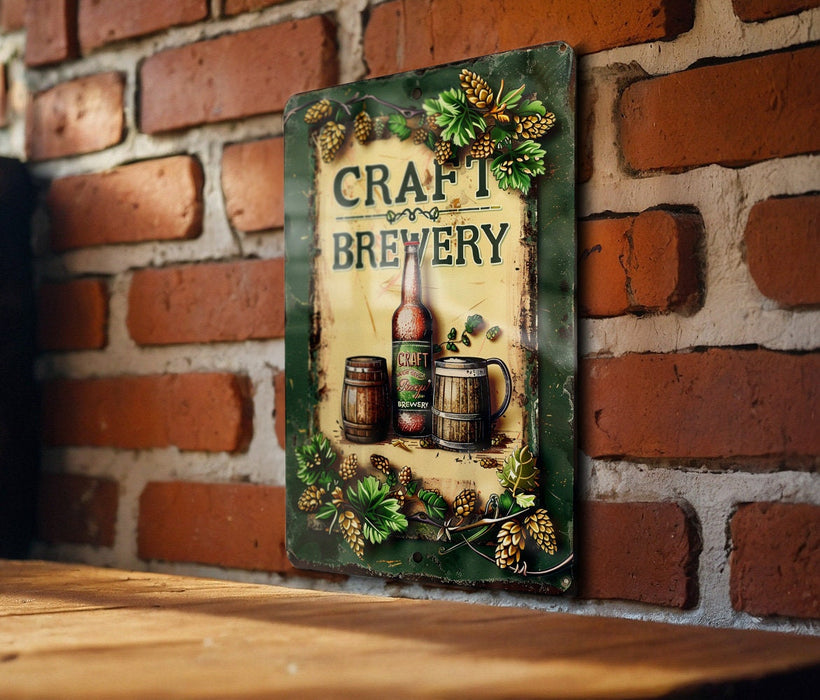 a picture of a beer sign on a brick wall