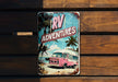a sign on a wooden wall that says rv adventures