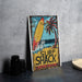 a surf shack sign sitting on top of a table