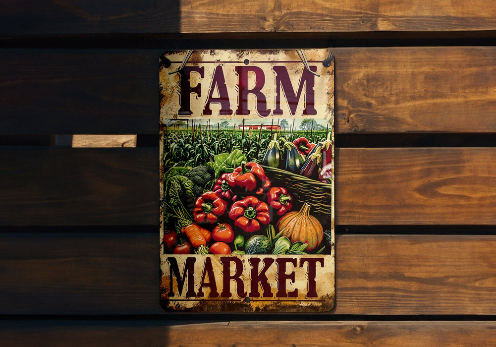 a sign that says farm market on it