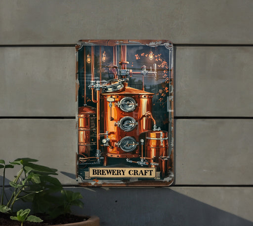 a sign on the side of a building that says brewery craft