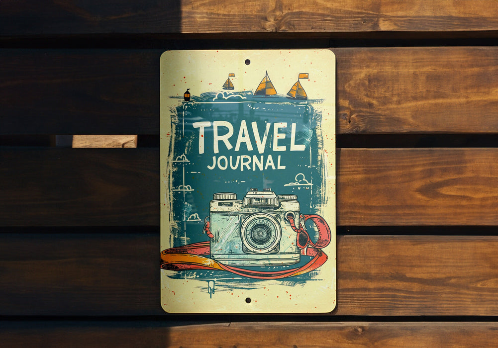 a sign that says travel journal on it