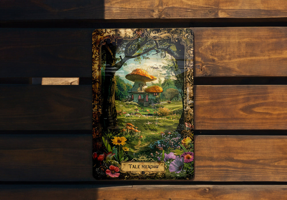 a picture of a forest with mushrooms on it