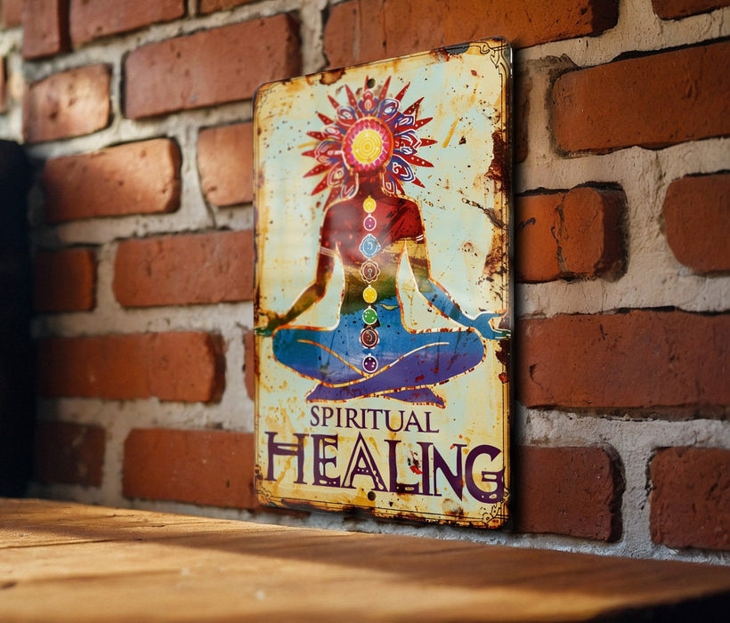 a sign on a brick wall with a woman doing yoga